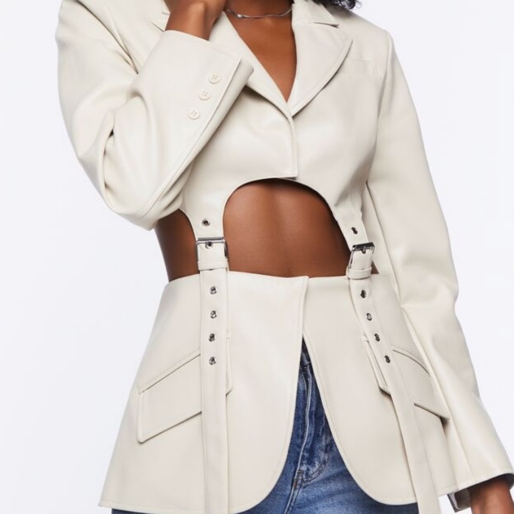 NWT Faux Leather Cutout Blazer